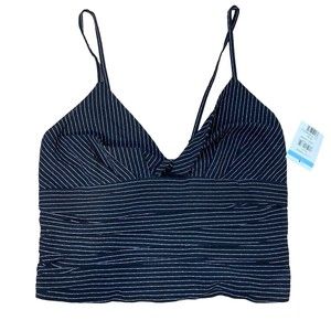 Know One Cares Nordstrom Size Small Black Striped Crop Tank Top NWOT